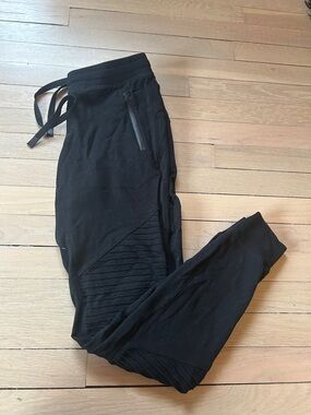 Alo Black Moto-Style Joggers